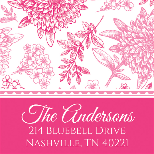 Pink & Raspberry Pom Poms Square Address Labels